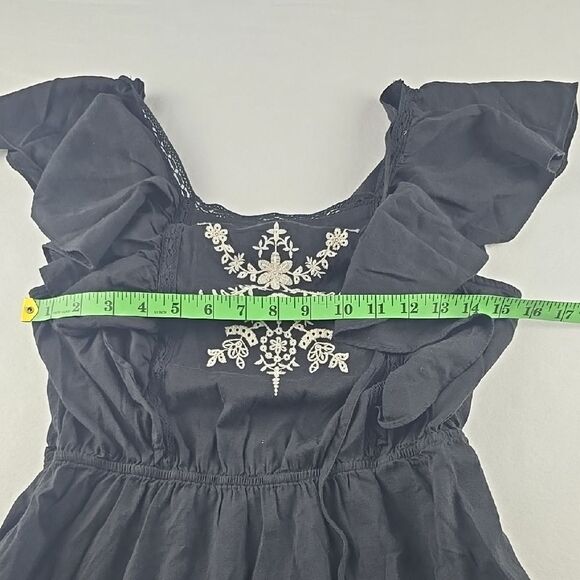 Old Navy -716‎ NWT Black Waist-Defined Flutter-Sleeve Tie-Back Mini Dress Small - Picture 11 of 12